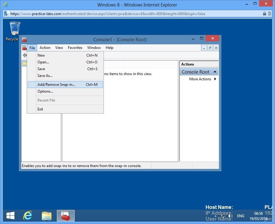 Practice Labs screenshot.